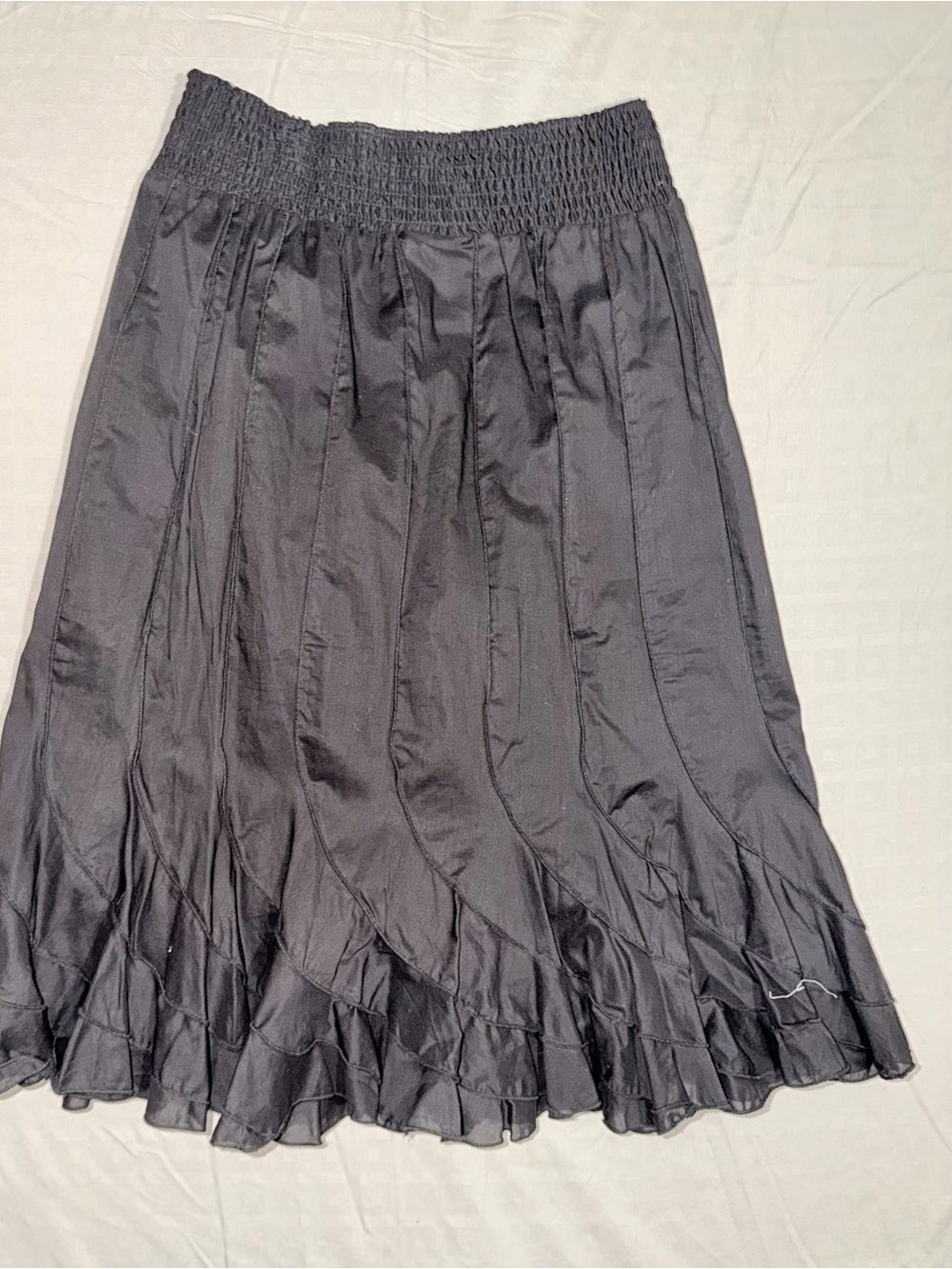 Y2K Grace Elements Black Cotton Boho Midi Skirt Smocked Waist Fairycore M